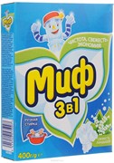 Порошок стиральный "Миф 3 в 1", ручная стирка, свежесть ландышей, 400г.